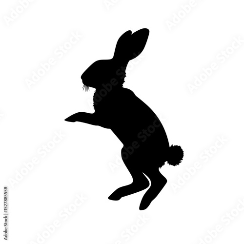 a black silhouette of a dog jumping to catch a frisbee black, dog, frisbee, jump, leg, rabbit, silhouette , Generative art.