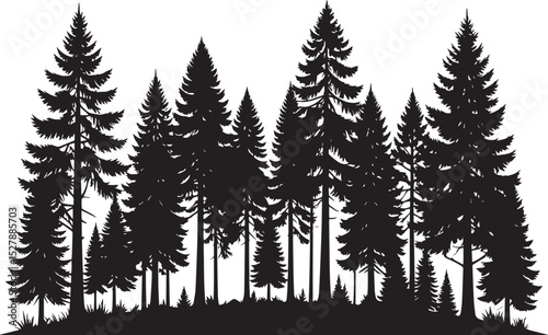 Forest Silhouette Black Vector Illustration