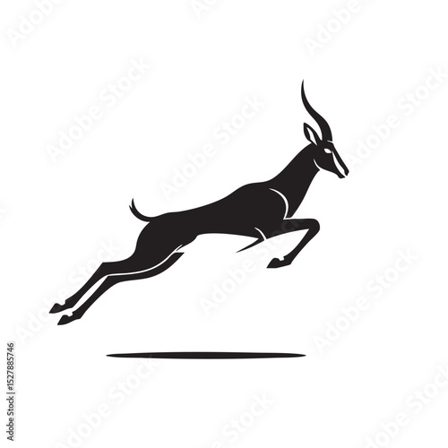 Majestic Gazelle in Mid-Leap A Powerful Vector Illustration of Grace and Speed