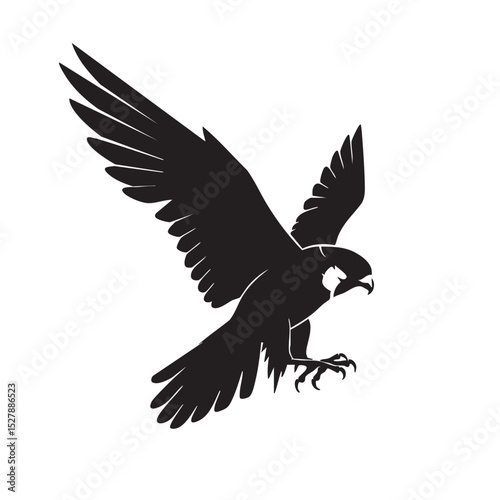 Majestic Peregrine Falcon in Flight A Powerful Silhouette Illustration