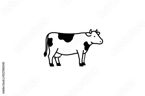 A charming black and white cow design perfect for farm branding logos dairy products icons and agriculture related projects offering a scalable graphic solution.