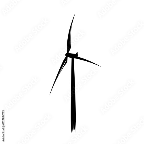 a black silhouette of a wind turbine or windmill black, blade, icon, illustration, silhouette, wind turbine, windmill , Generative art.