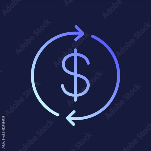 Financial loop dollar symbol rotating. Icon symbol illustration