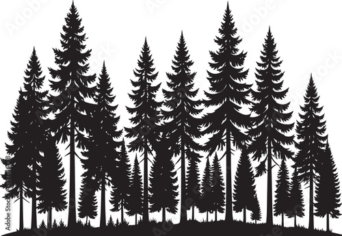 Forest Silhouette Black Vector Illustration