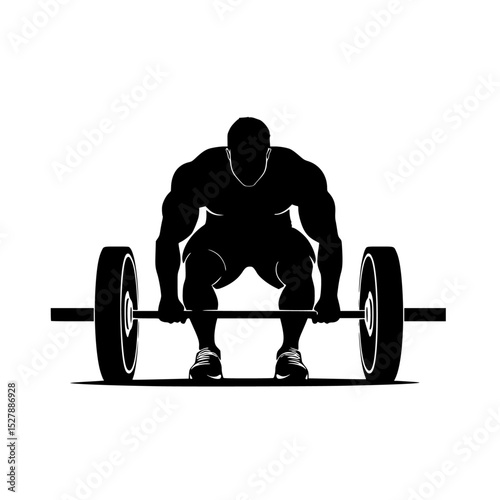 a black silhouette of an athlete with a barbell athlete, black, illustration, man, silhouette , Generative art.