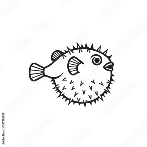 Adorable Pufferfish Illustration Spiky, Cute, and Underwater Fun