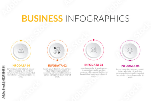 Strategic Business Infographics with Data Visualization Elements. Highlights planning, growth metrics, and workflow. Vector flat design perfect for reports, presentations, and marketing materials.