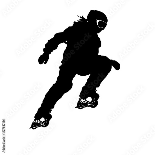 a black and white silhouette of a man riding a skateboard black, man, person, ride, silhouette, skateboard, skateboarder, snowboard, snowboarder , Generative art.