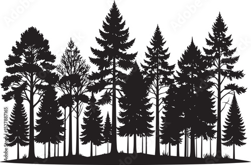 Forest Silhouette Black Vector Illustration