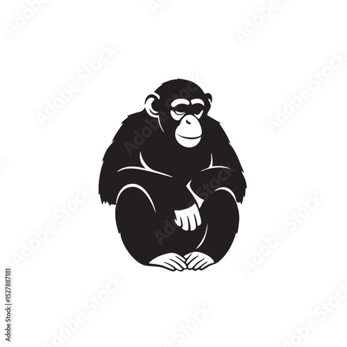 Serene Chimpanzee Illustration A Contemplative Primate Artwork