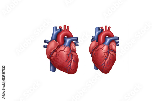 Detailed anatomical heart design perfect for medical branding, educational materials, or healthcare logo creation, showcasing a realistic depiction.