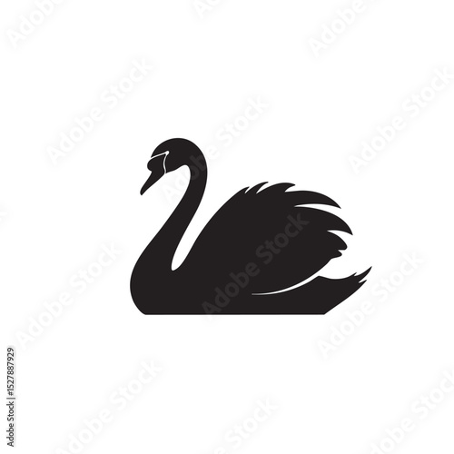 Elegant Black Swan Silhouette Graceful Bird Illustration