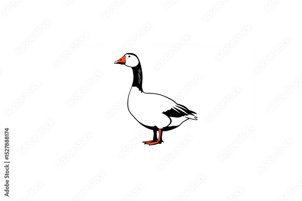Obraz premium Elegant Snow Goose Line Art Design perfect for branding logos icons and scalable graphic projects offering a clean aesthetic suitable for various applications.