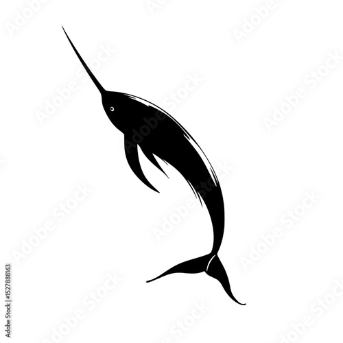 a black silhouette of a fish on a white background black, fish, image, logo, silhouette , Generative art.