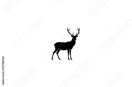 black vector illustration of fallow deer isolated on white background