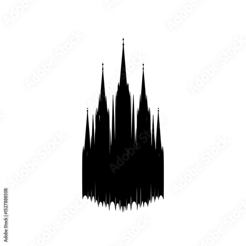 black silhouette of a cathedral on a white background black, cathedral, icon, logo, silhouette, symbol , Generative art.