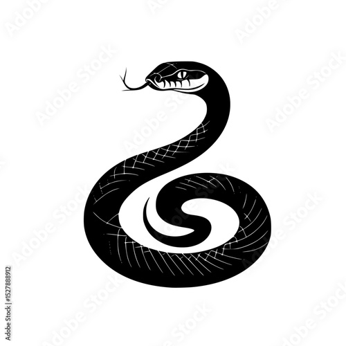 the image of a snake in the form of a logo black, form, image, logo, snake, symbol, tattoo , Generative art.