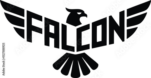 Silhouette of a soaring falcon typography creative branding text vector logo design