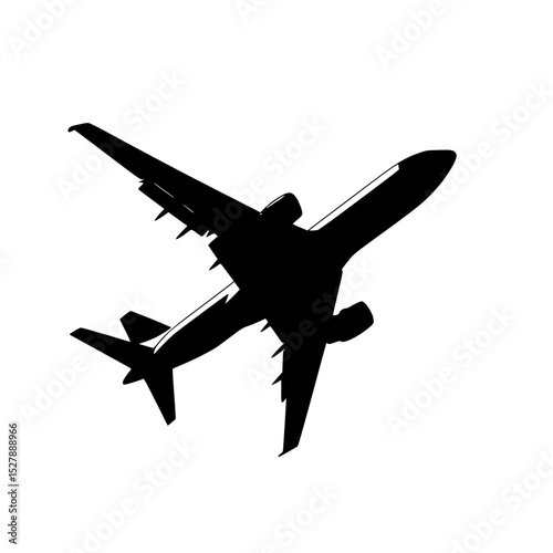 a black and white silhouette of an airplane flying airplane, black, fly, plane, silhouette, sky , Generative art.