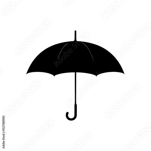 a black silhouette of an umbrella on a white background black, icon, open, silhouette, umbrella , Generative art.
