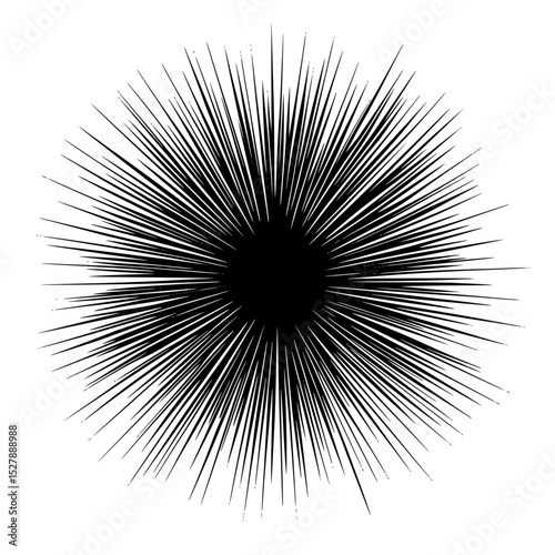 abstract sun or star with black and white lines in the center abstract, black, line, ray, star, sun , Generative art.