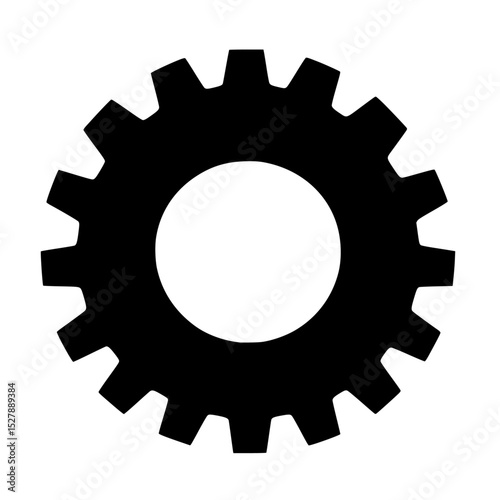 black silhouette of a gear on a white background black, flat, gear, icon, silhouette, style , Generative art.