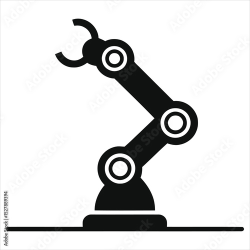 Simple vector silhouette of a robotic arm./A clean, minimalist illustration of a robotic arm against a plain background.