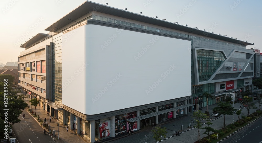 Modern commercial building with blank billboard for advertising and marketing in urban area Modern commercial building with blank billboard for advertising and marketing in urban area