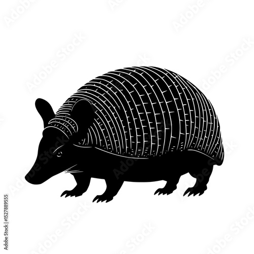 a black silhouette of a armadillo on a white background black, illustration, logo, silhouette , Generative art.