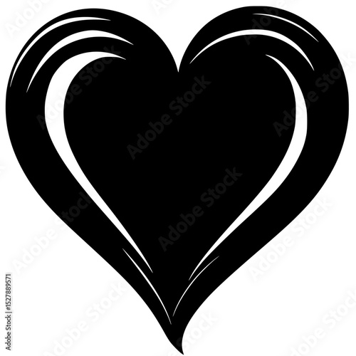 a black heart shaped icon in a shape of a heart black, icon, shape, silhouette , Generative art.