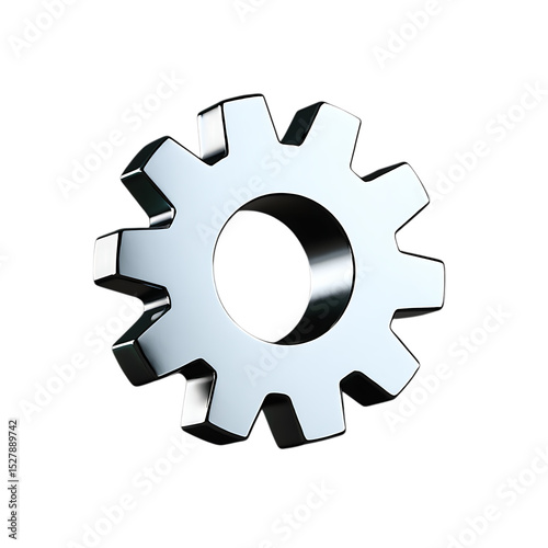 Chrome gear cog wheel isolated on white background