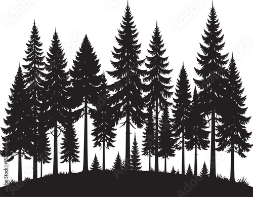 Forest Silhouette Black Vector Illustration