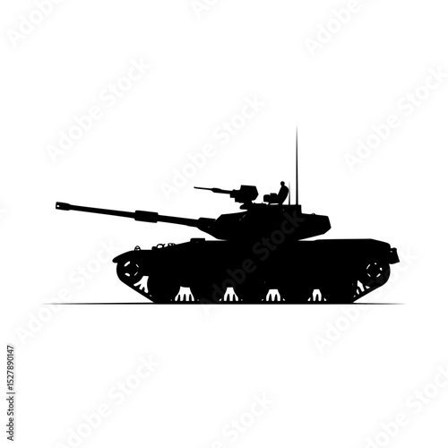 black silhouette of a tank on a white background black, silhouette, tank , Generative art.