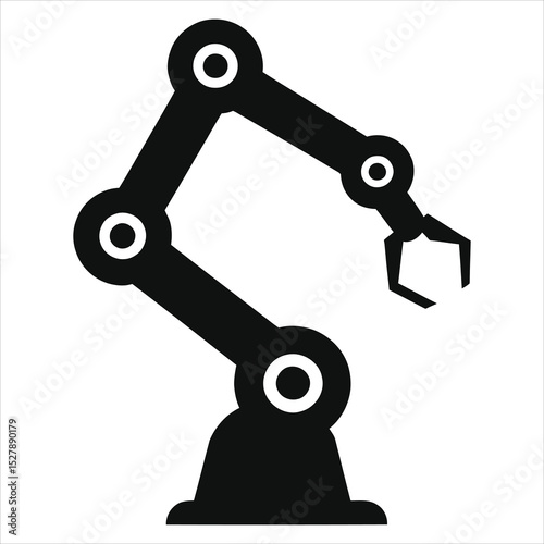 A simple, modern vector of an industrial robotic arm./A clean, vector illustration of a robotic arm.