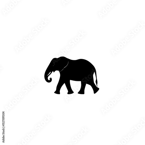 a black and white silhouette of an elephant walking black, elephant, icon, logo, silhouette, trunk, walk , Generative art.