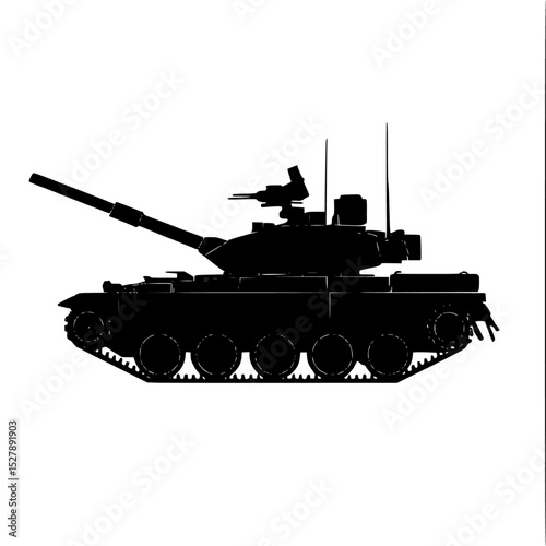 a black silhouette of a tank on a white background black, silhouette, tank , Generative art.