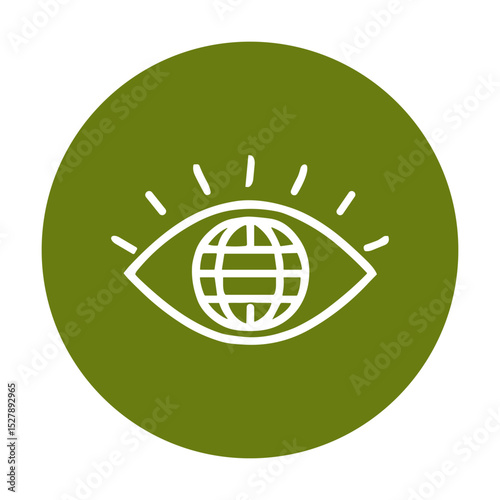 Globeeyed foresight seeing the world anew. Icon symbol illustration