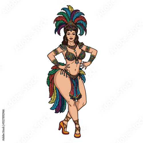Colorful traditional dancer costume vibrant feathers and ornate design evoke cultural celebration