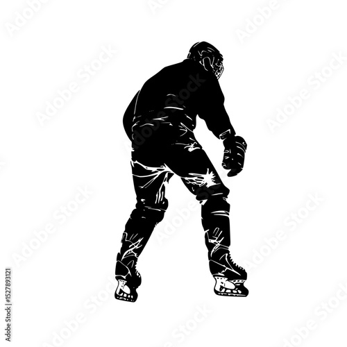black silhouette of a snowboarder on a white background black, hockey player, man, silhouette, snowboarder , Generative art.