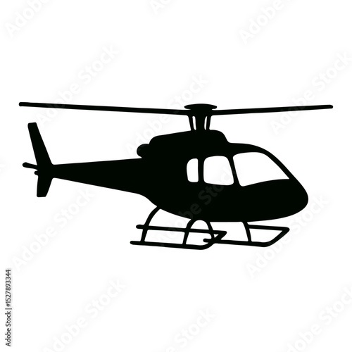 Helicopter Silhouette Vector Illustration – Isolated Air Transport Icon.
