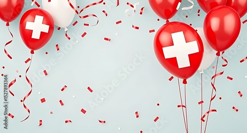 red balloons with swiss