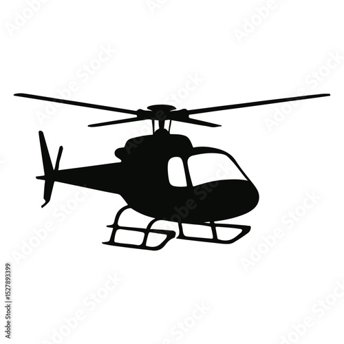 Helicopter Silhouette Vector Illustration – Isolated Air Transport Icon.
