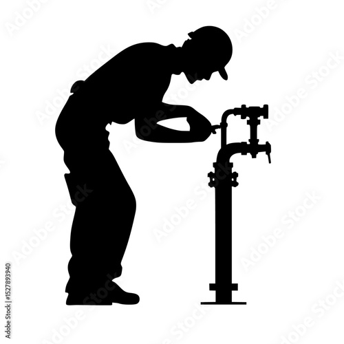 silhouette of a man with a water pipe man, silhouette, water , Generative art.