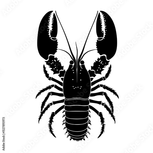 black silhouette of a lobster on a white background black, icon, image, lobster, silhouette , Generative art.