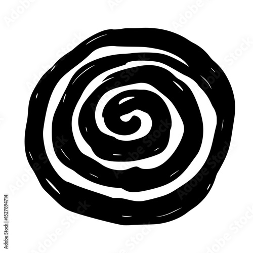 a black and white illustration of a spiral black, circle, illustration, spiral , Generative art.