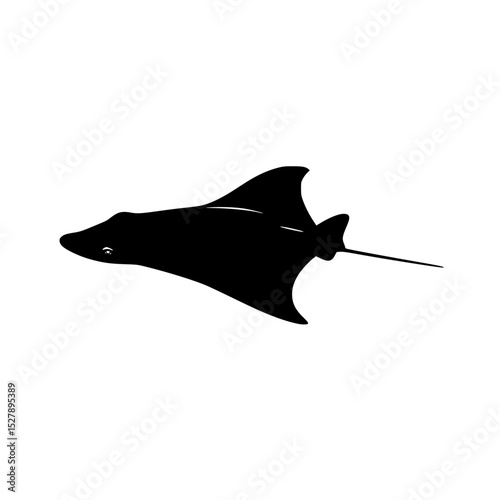 a silhouette of a fish flying on a white background black, fish, fly, silhouette , Generative art.