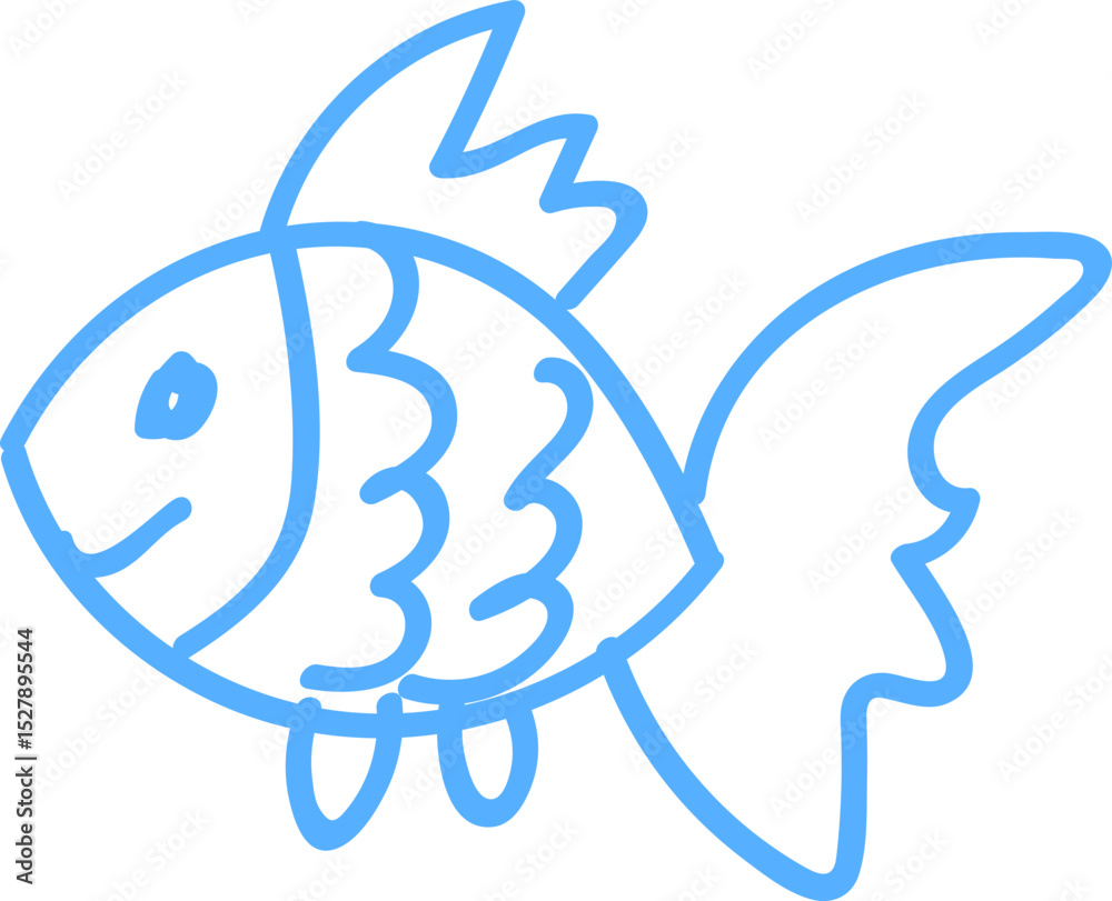 Obraz premium Simple Blue Fish Drawing