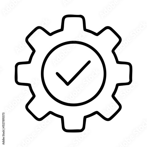 Gear with check mark icon for process validation