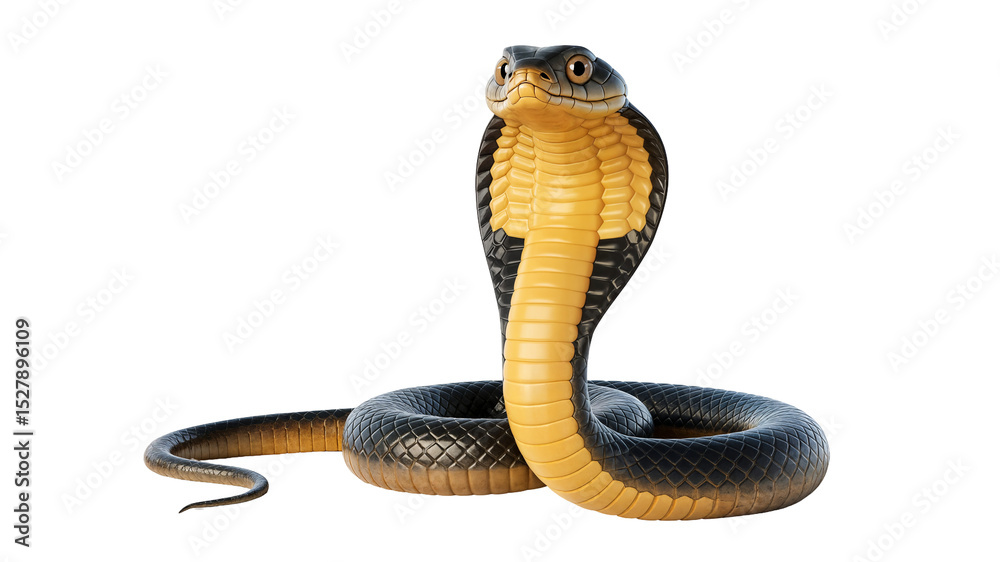 Fototapeta premium A cobra with its hood spread on a transparent background