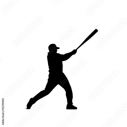a black and white silhouette of a man swinging a baseball bat baseball, baseball bat, baseball player, bat, black, man, silhouette, swinge , Generative art.